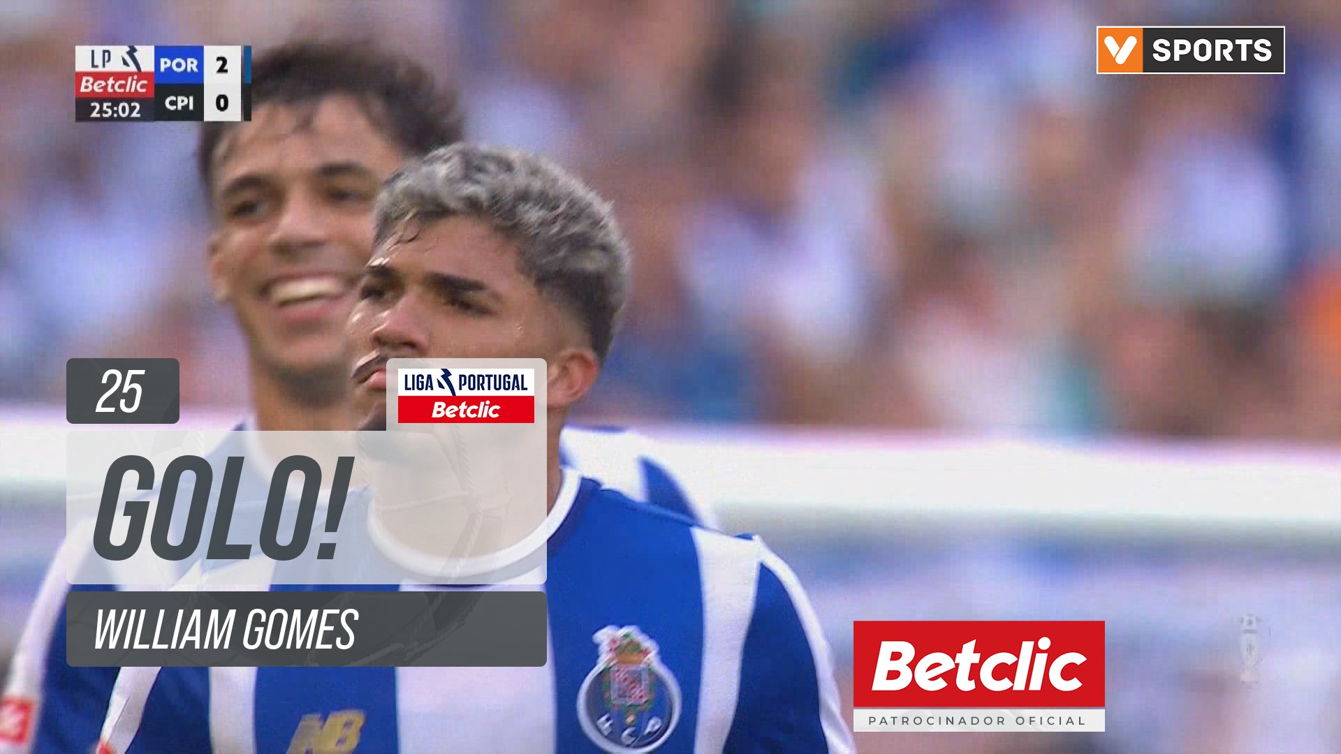GOLO! FC Porto, William Gomes aos 25', FC Porto 2-0 Casa Pia