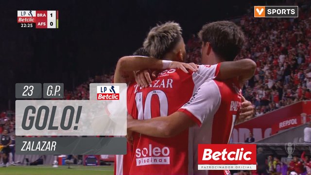 GOLO! Braga, Zalazar aos 23', Braga 1-0 AVS