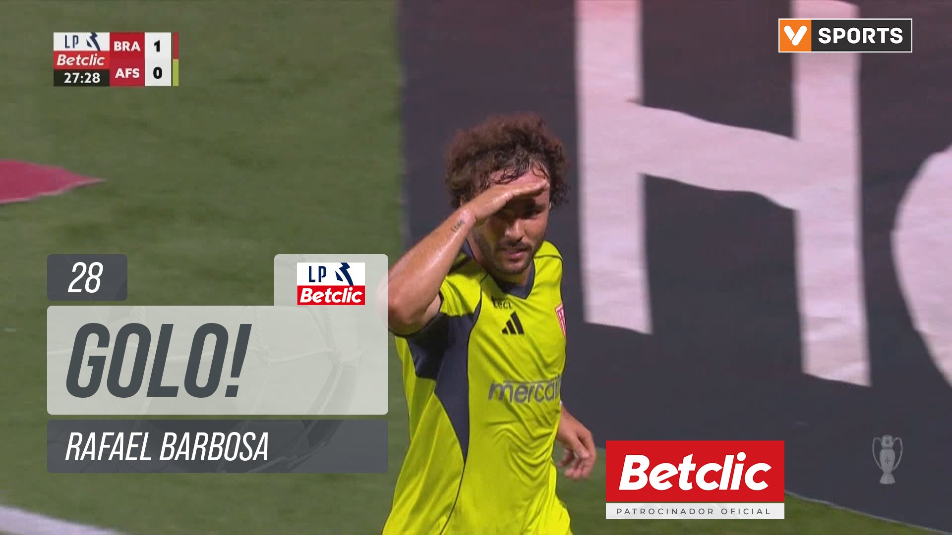 GOLO! AFS, Rafael Barbosa aos 28', Braga 1-1 AFS
