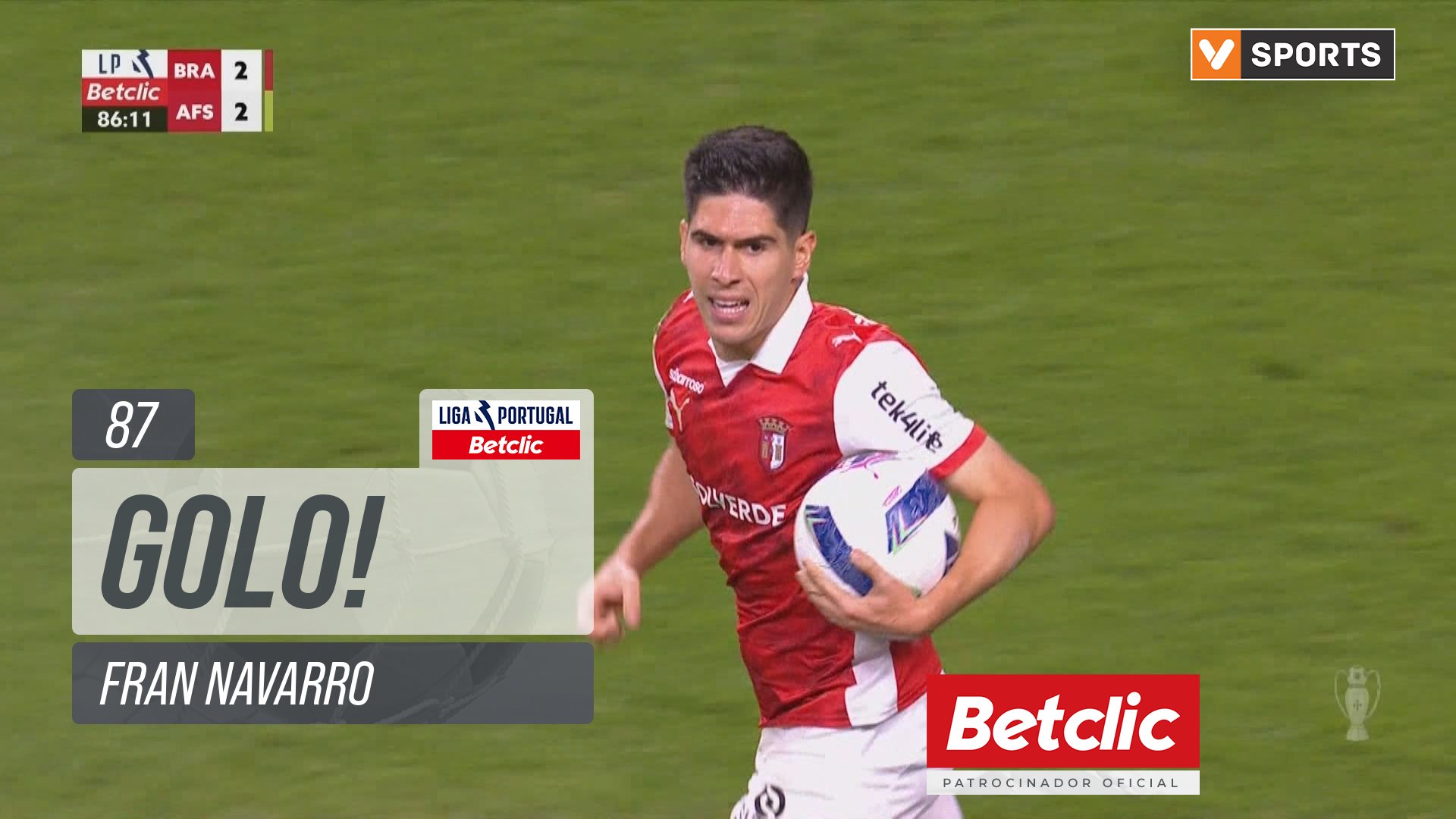 GOLO! Braga, Fran Navarro aos 87', Braga 2-2 AVS