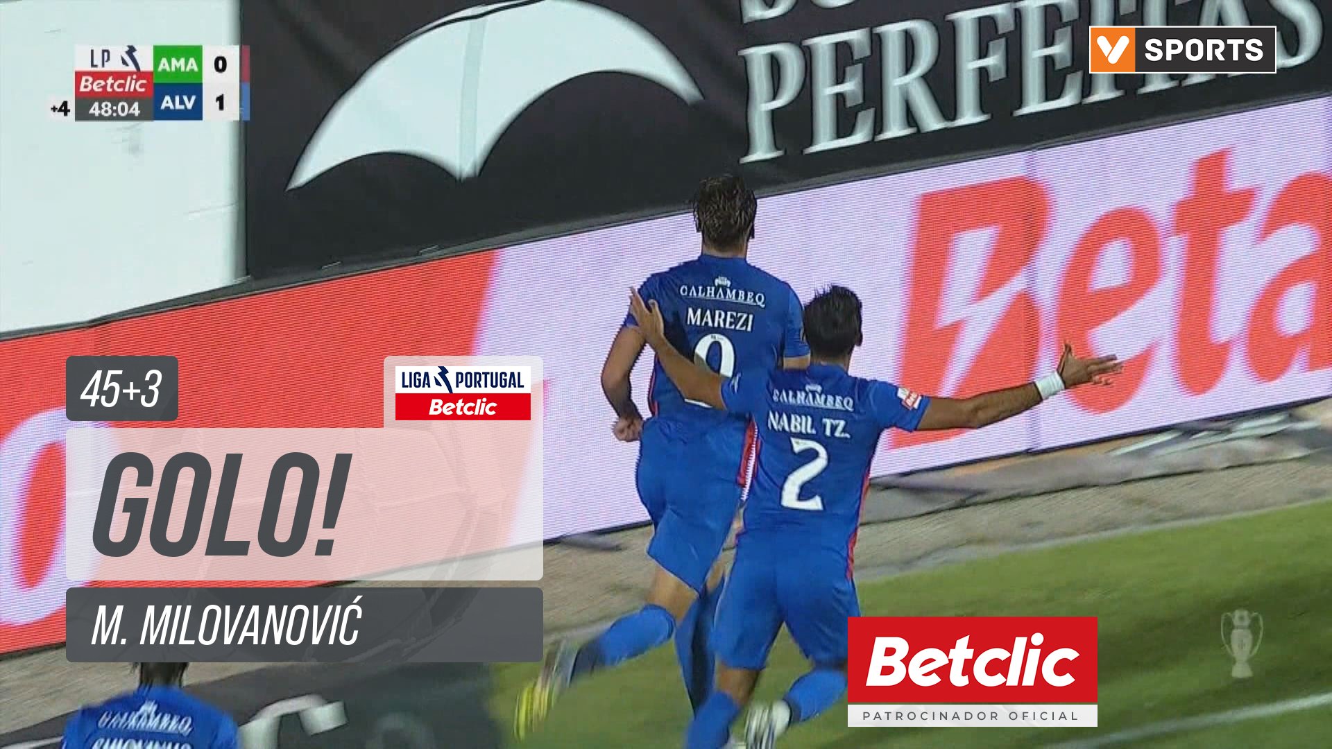 GOLO! Alverca, M. Milovanović aos 45'+3', Estrela Amadora 0-2 Alverca