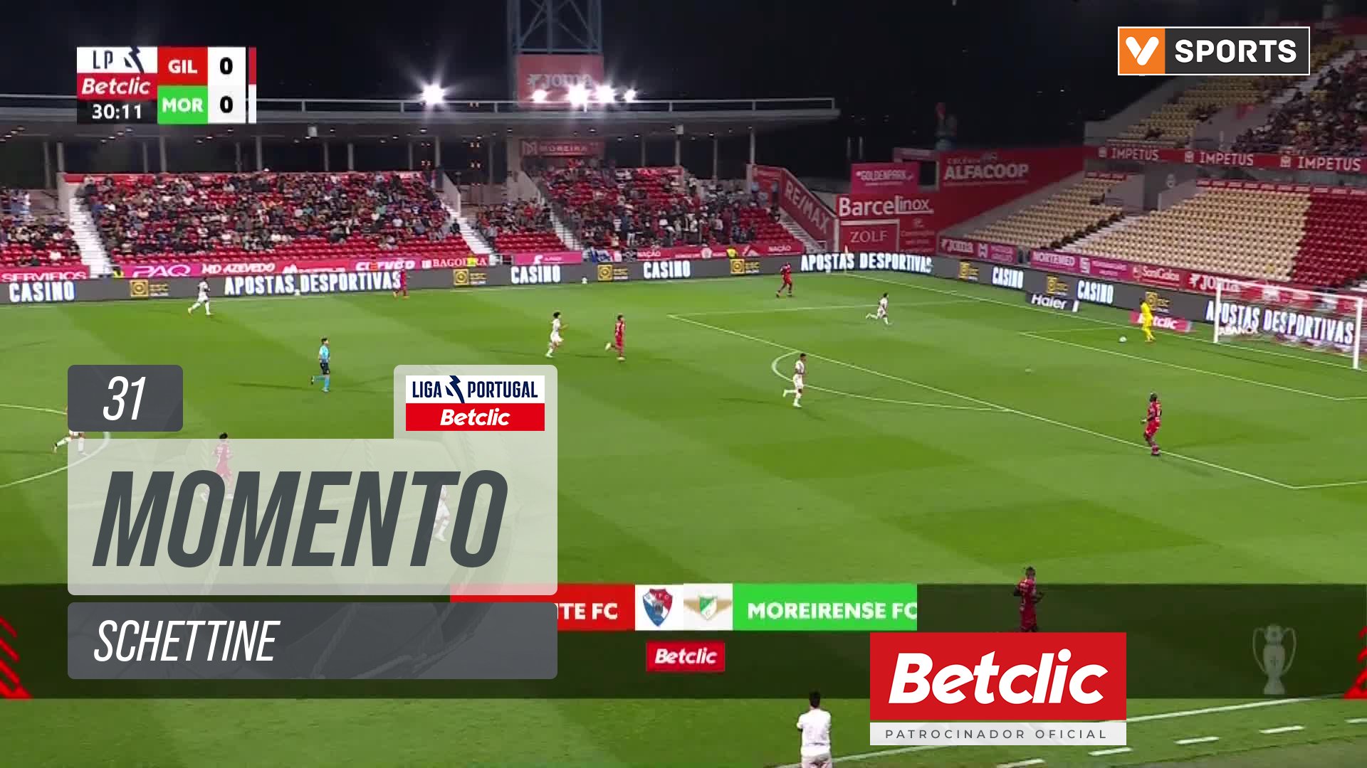 Moreirense, Jogada, Schettine aos 31'