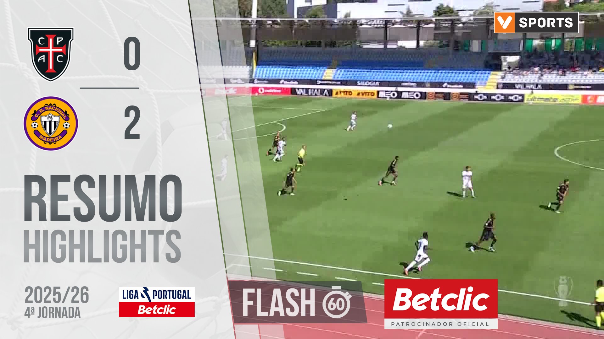 Liga Portugal Betclic (4ªJ): Resumo Flash Casa Pia 0-2 Nacional