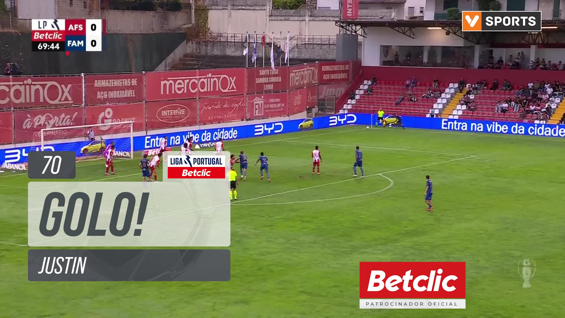 GOLO! Famalicão, Justin aos 70', AVS 0-1 Famalicão