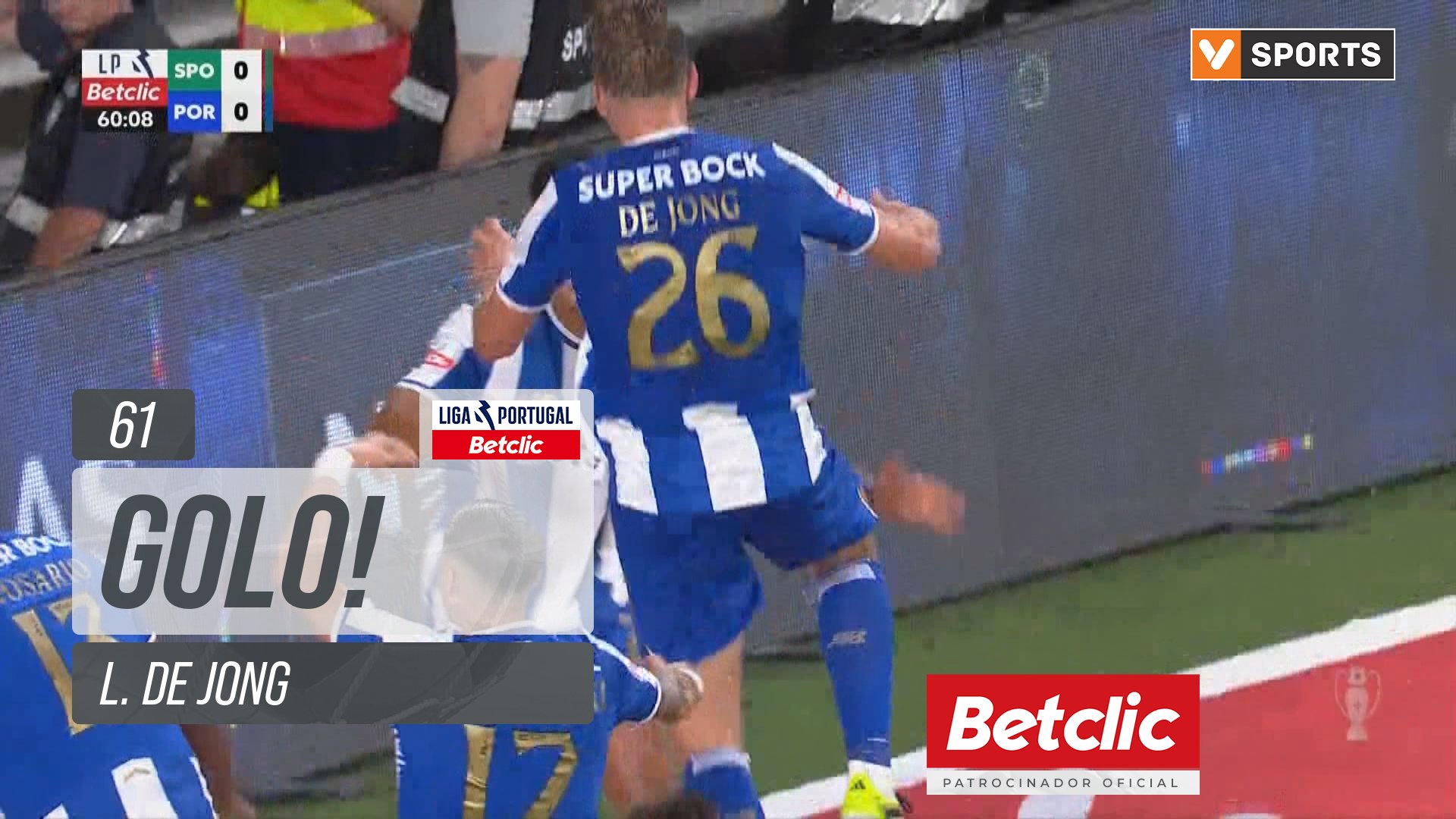 GOLO! FC Porto, L. de Jong aos 61', Sporting 0-1 FC Porto