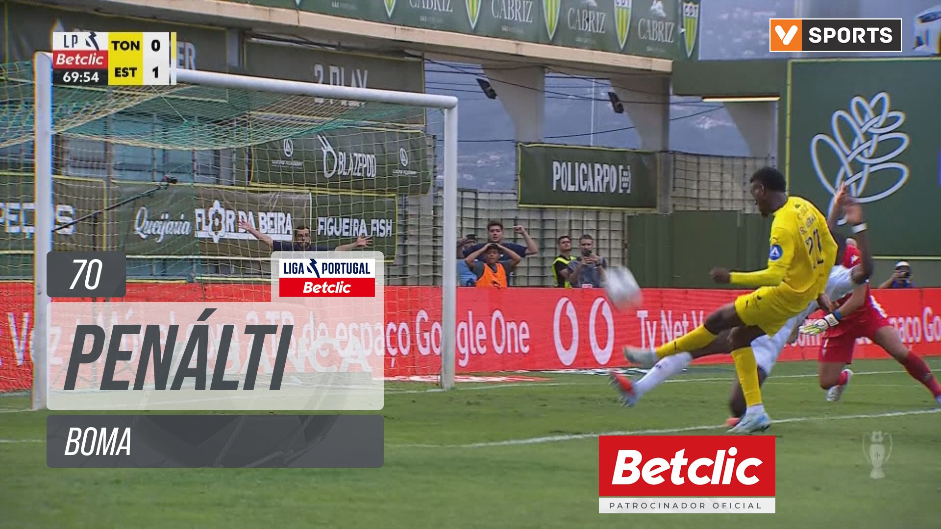 Estoril, Penálti, Boma aos 70'