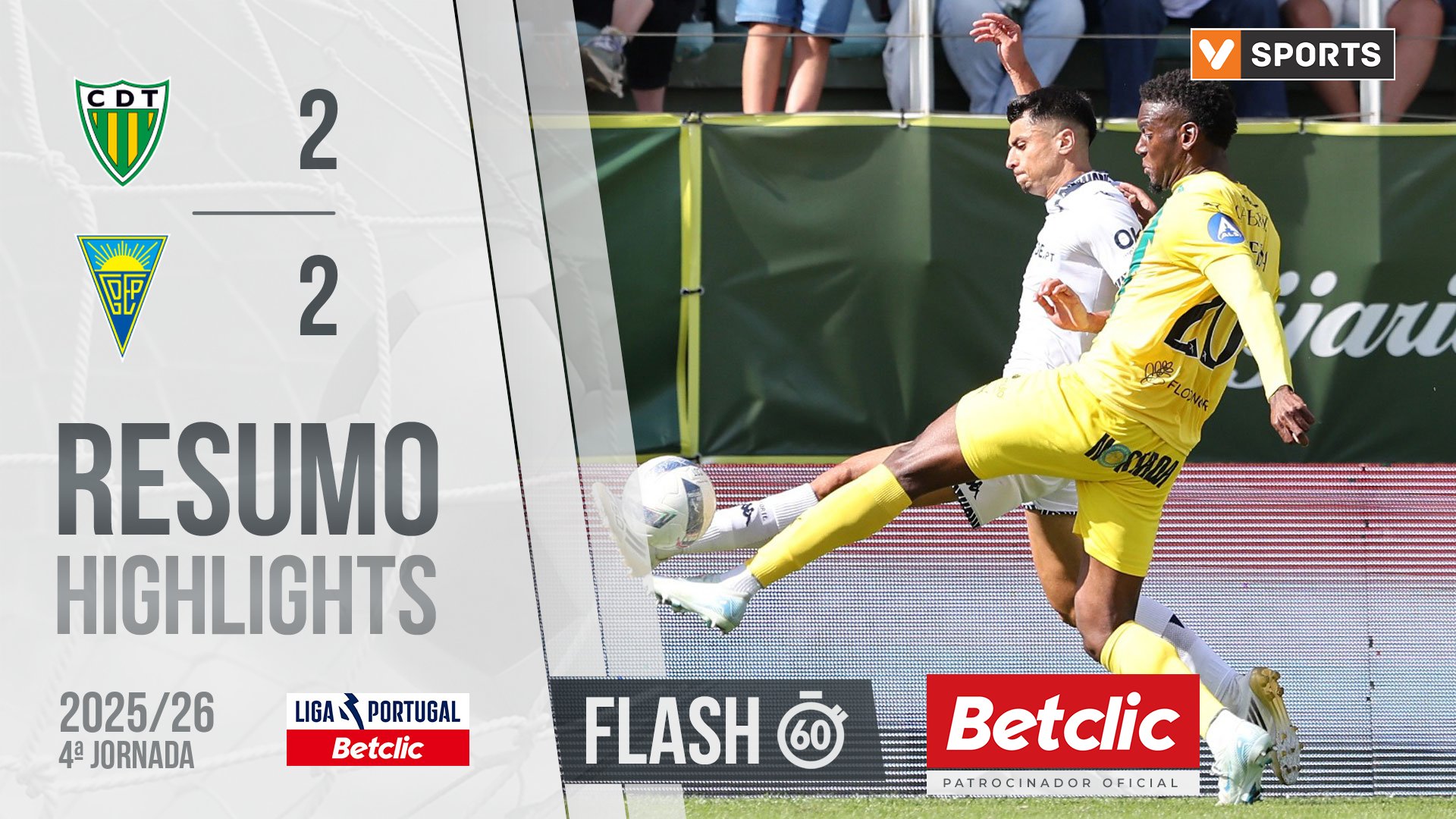 Liga Portugal Betclic (4ªJ): Resumo Flash Tondela 2-2 Estoril