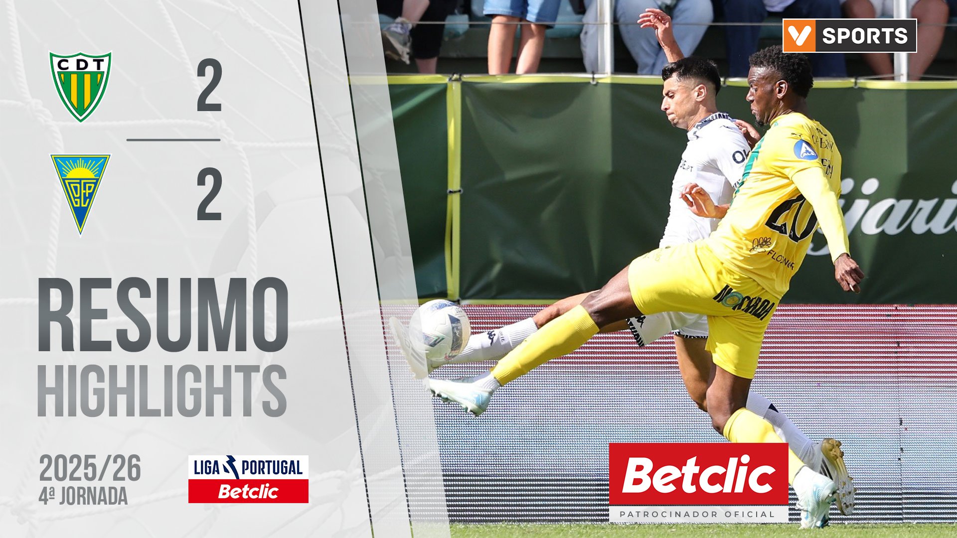 Liga Portugal Betclic (4ªJ): Resumo Tondela 2-2 Estoril