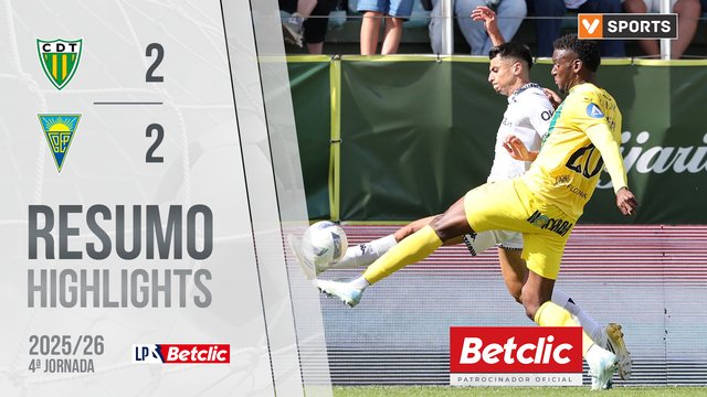 Liga Portugal Betclic (4ªJ): Resumo Tondela 2-2 Estoril