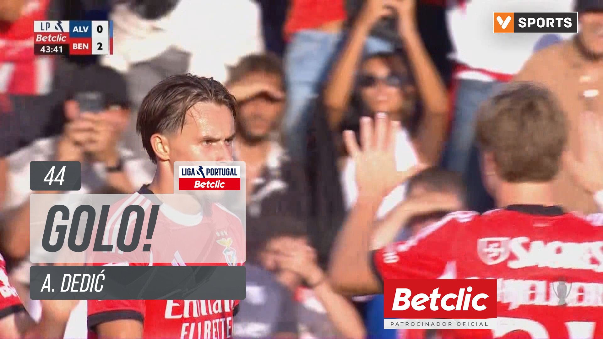 GOLO! Benfica, A. Dedić aos 44', Alverca 0-2 Benfica