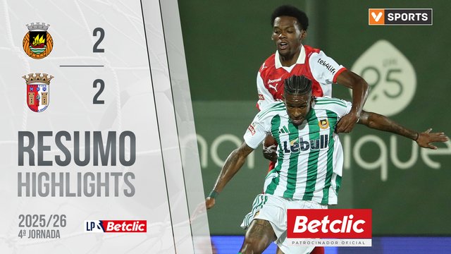 Liga Portugal Betclic (4ªJ): Resumo Rio Ave 2-2 Braga