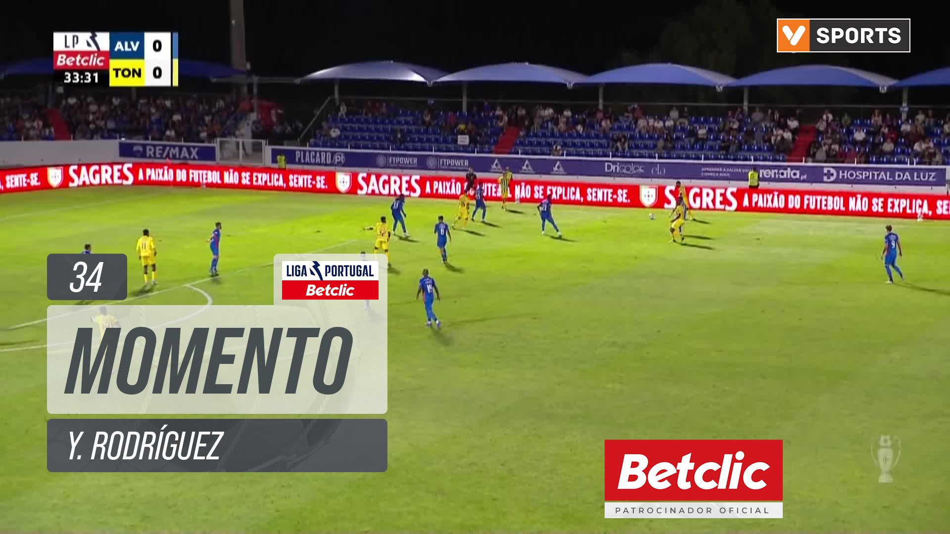 Tondela, Jogada, Y. Rodríguez aos 34'