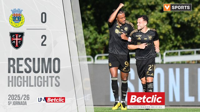 Liga Portugal Betclic (5ªJ): Resumo Arouca 0-2 Casa Pia