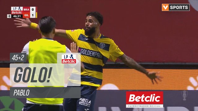 GOLO! Gil Vicente, Pablo aos 45'+2', Braga 0-1 Gil Vicente