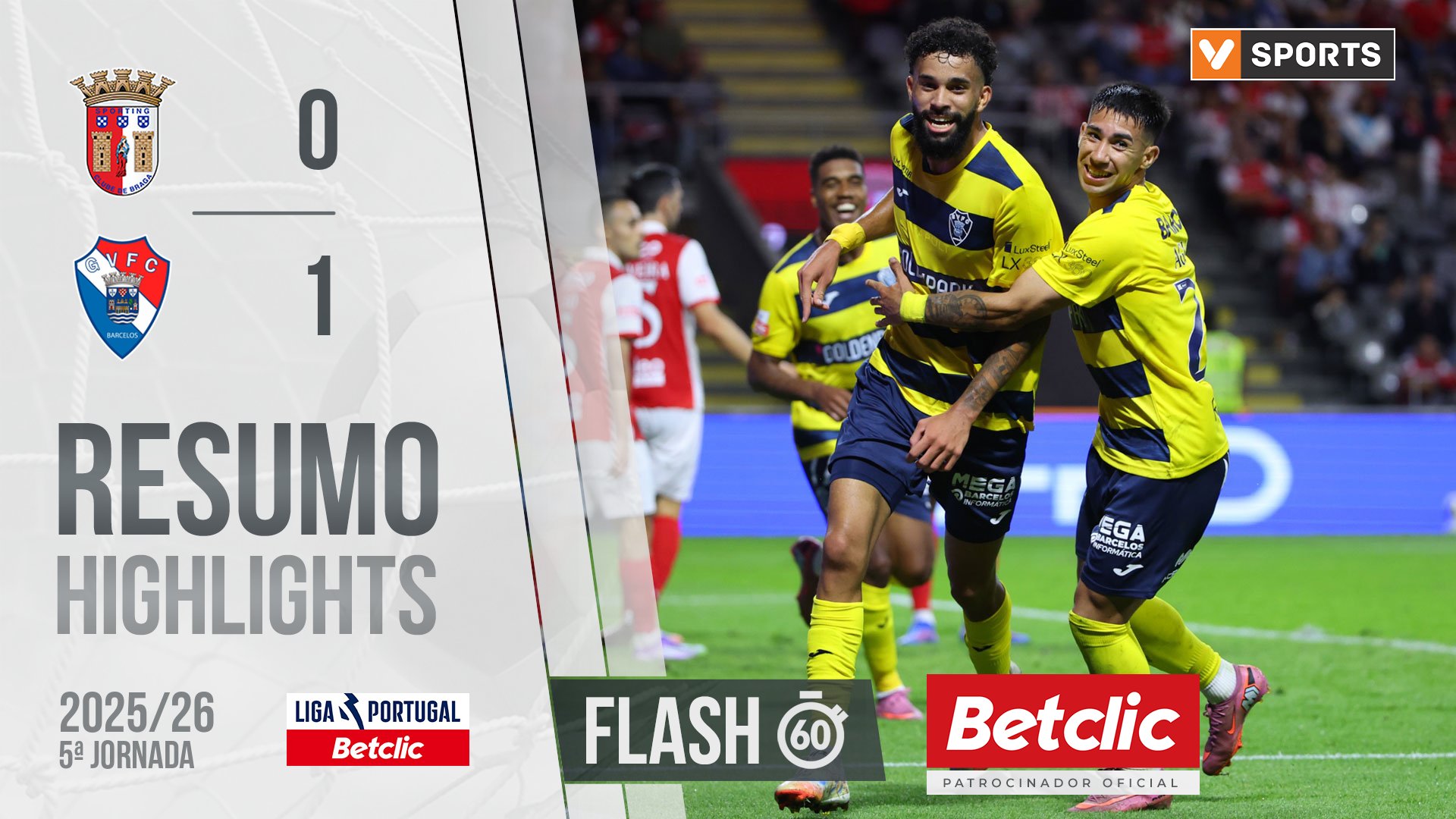 Liga Portugal Betclic (5ªJ): Resumo Flash Braga 0-1 Gil Vicente