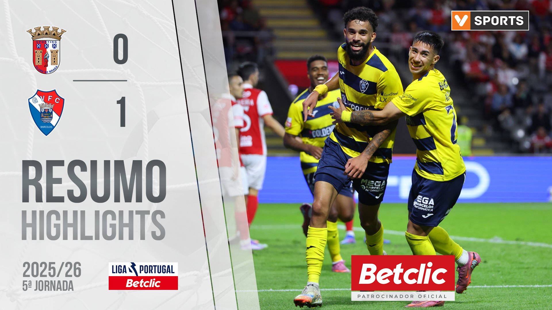 Liga Portugal Betclic (5ªJ): Resumo Braga 0-1 Gil Vicente