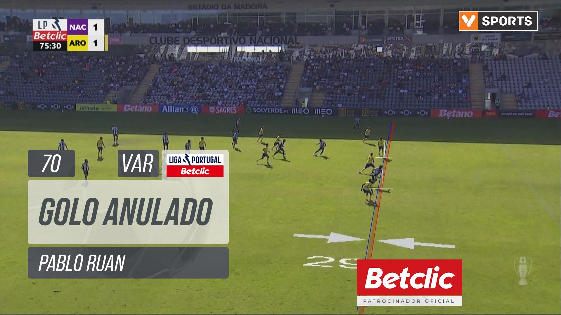 Nacional, Golo Anulado, Pablo Ruan aos 70'