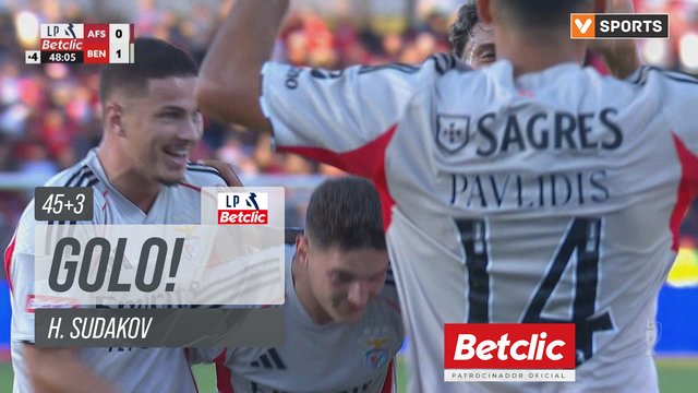 GOLO! Benfica, H. Sudakov aos 45'+3', AFS 0-1 Benfica
