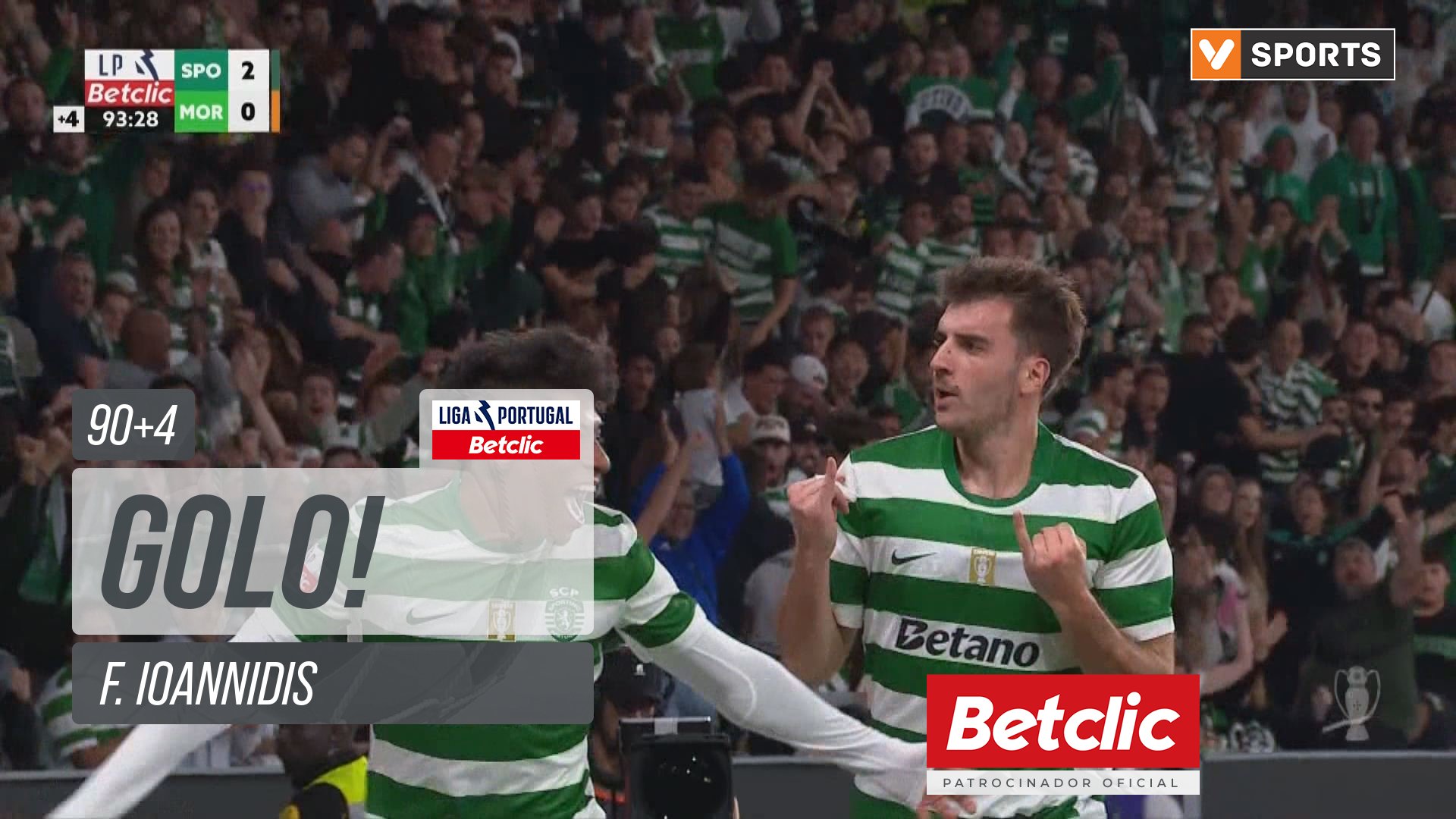 GOLO! Sporting, F. Ioannidis aos 90'+4', Sporting 3-0 Moreirense