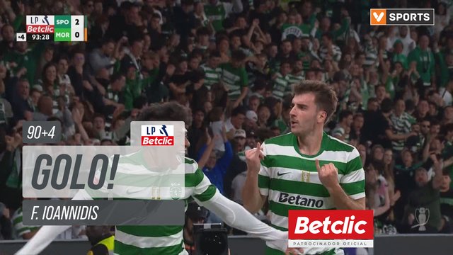 GOLO! Sporting, F. Ioannidis aos 90'+4', Sporting 3-0 Moreirense