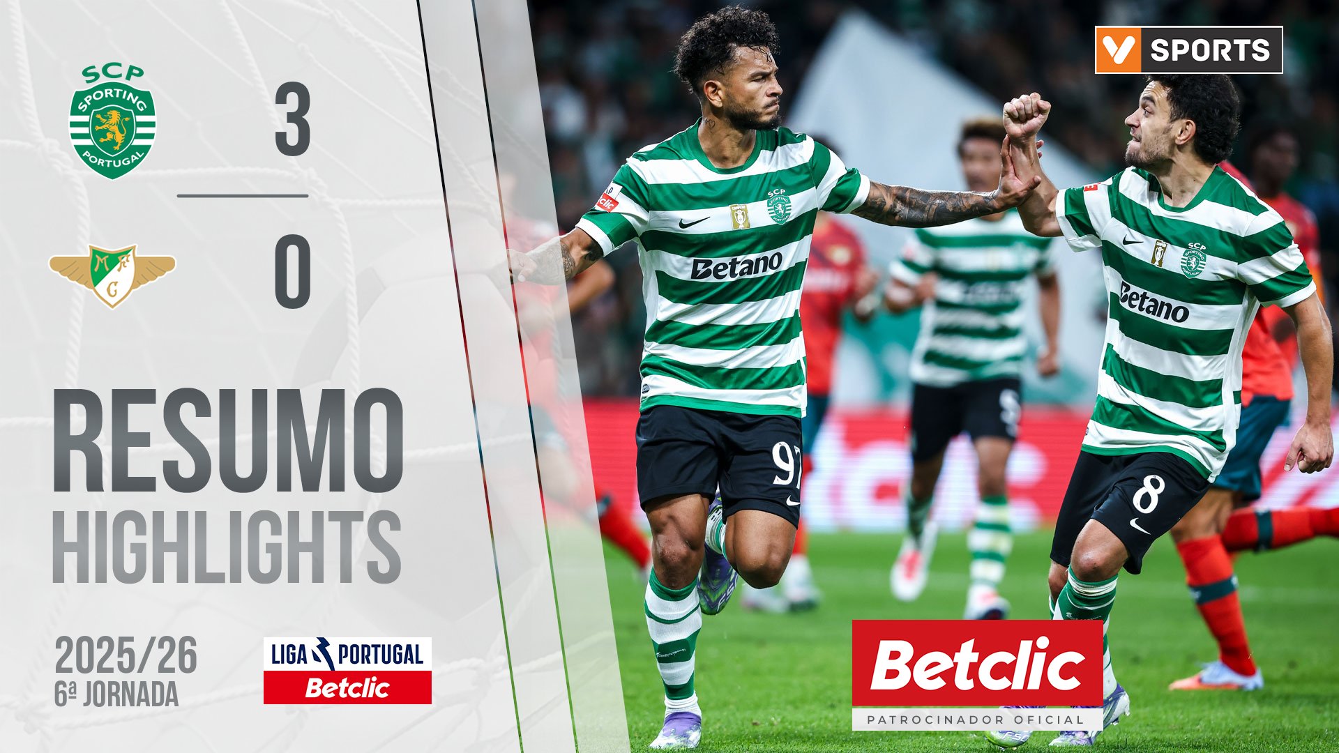 Liga Portugal Betclic (6ªJ): Resumo Sporting 3-0 Moreirense