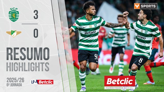 Liga Portugal Betclic (6ªJ): Resumo Sporting 3-0 Moreirense
