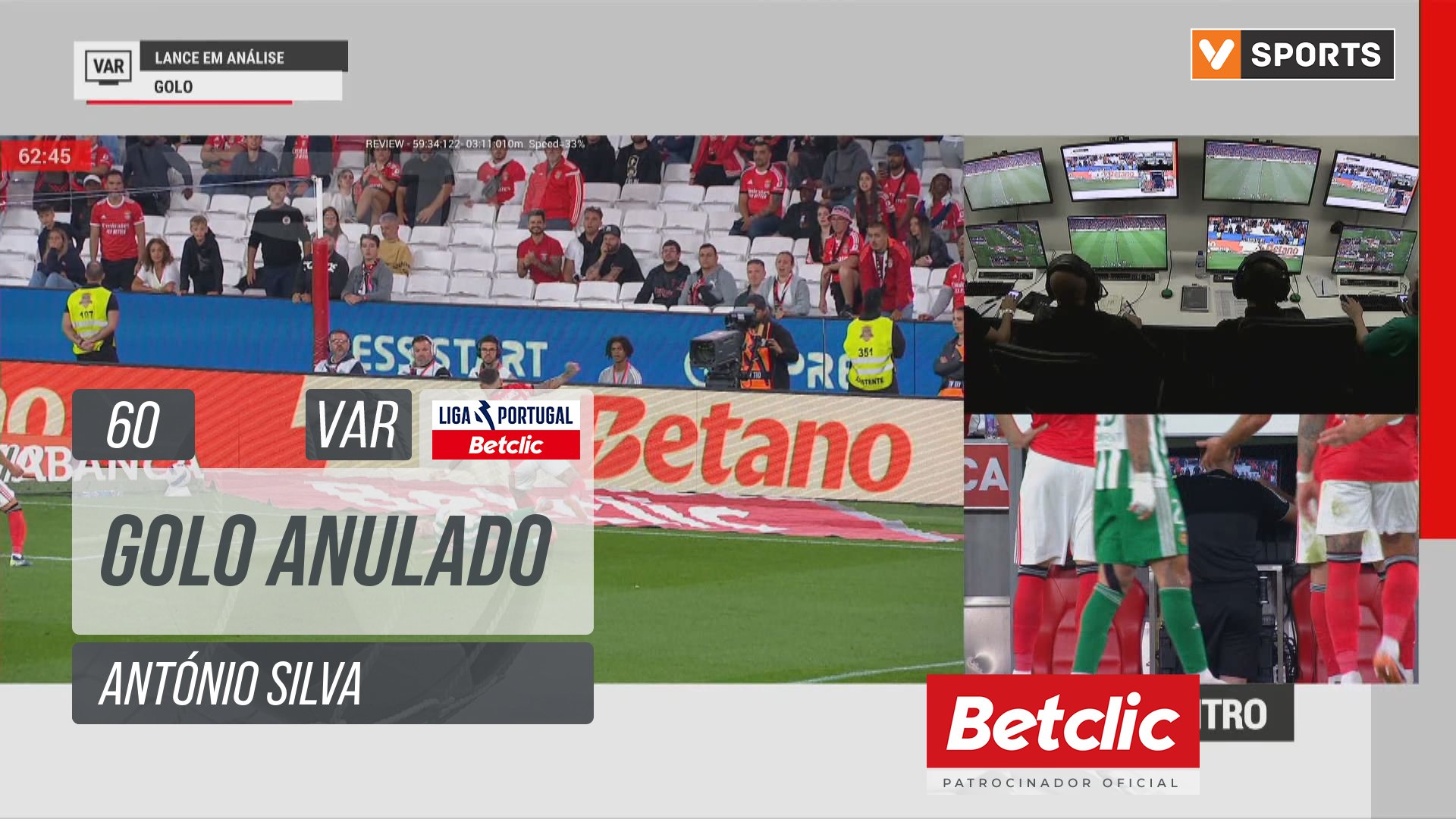 Benfica, Golo Anulado, António Silva aos 60'