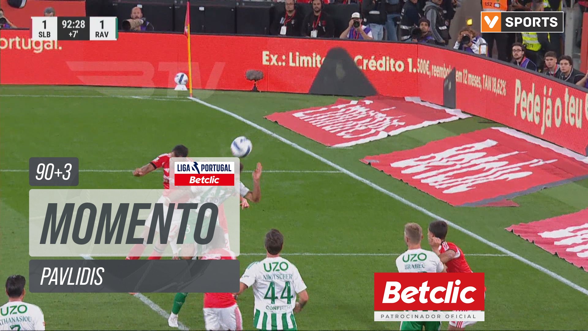 Benfica, Jogada, Pavlidis aos 90'+3'