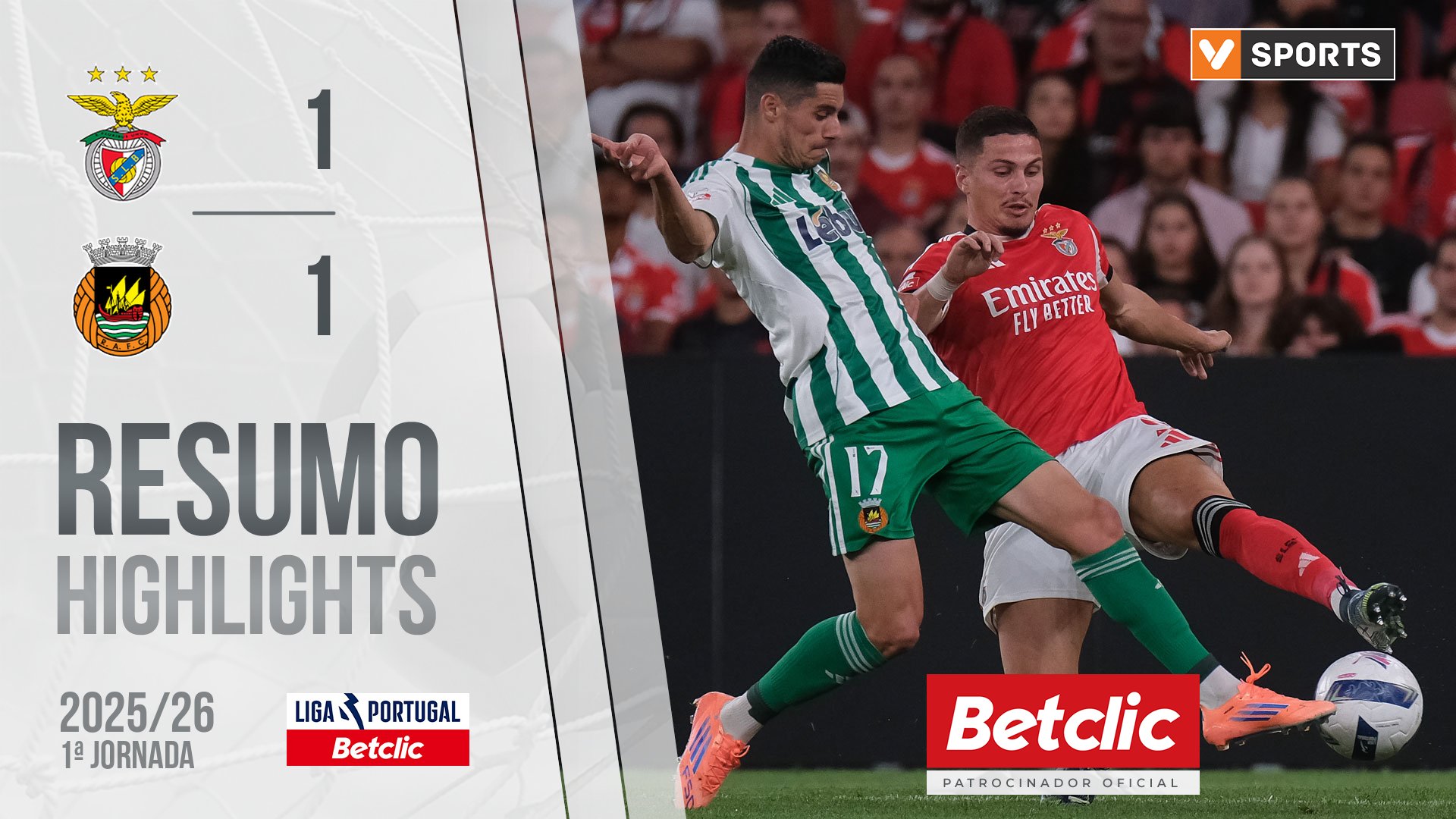 Liga Portugal Betclic (1ªJ): Resumo Benfica 1-1 Rio Ave