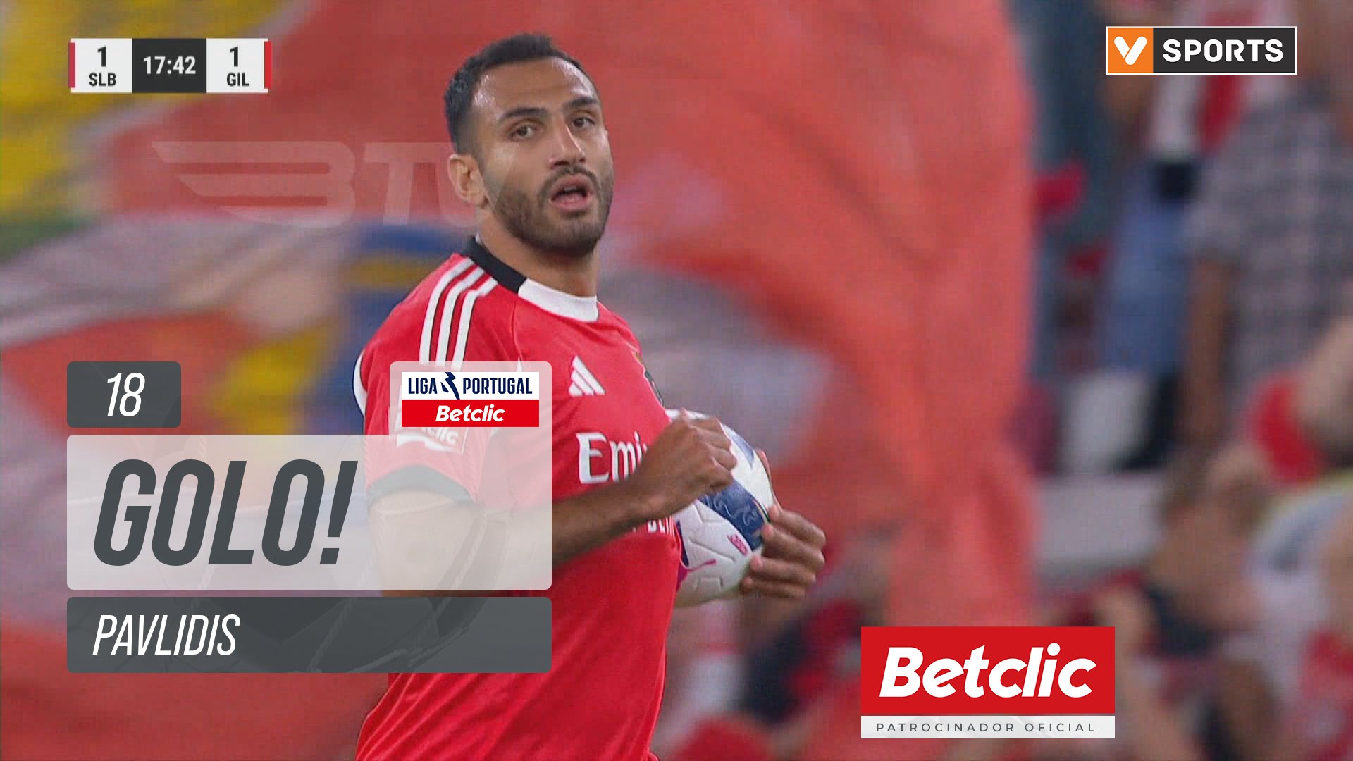GOLO! Benfica, Pavlidis aos 18', Benfica 1-1 Gil Vicente