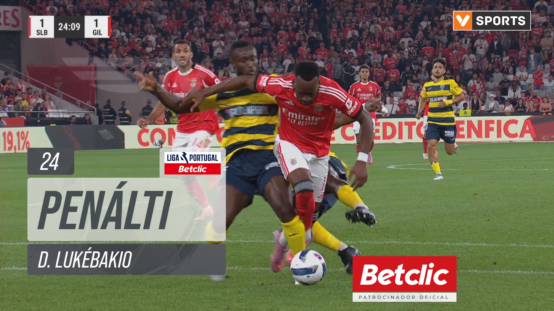Benfica, Penálti, D. Lukébakio aos 24'