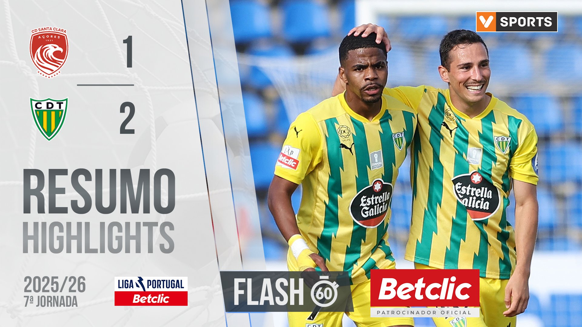 Liga Portugal Betclic (7ªJ): Resumo Flash Santa Clara 1-2 Tondela