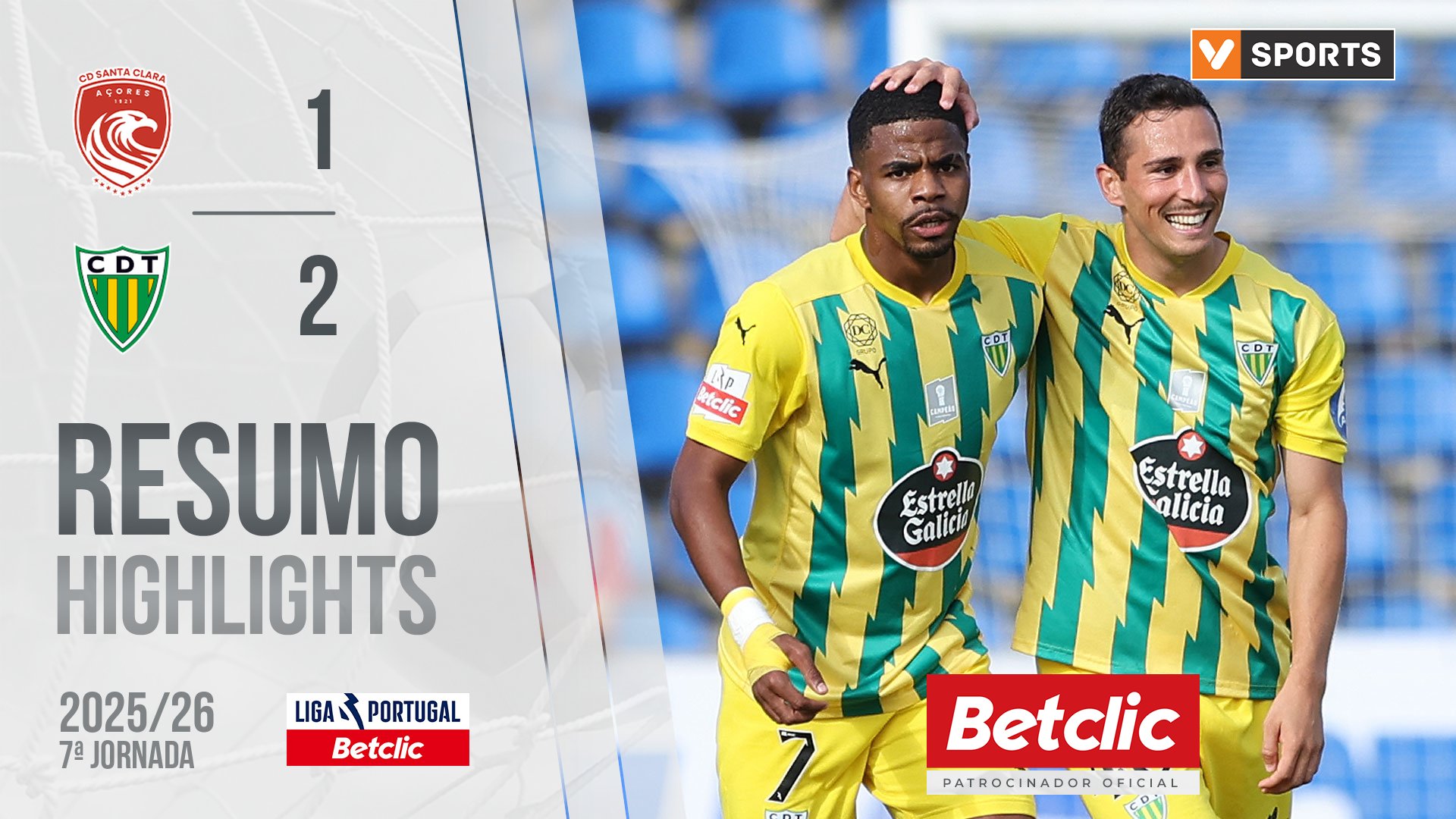 Liga Portugal Betclic (7ªJ): Resumo Santa Clara 1-2 Tondela