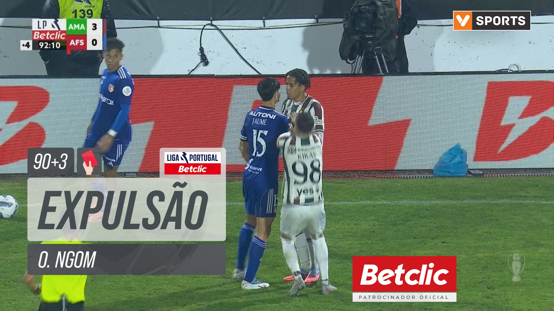 Estrela Amadora, Expulsão, O. Ngom aos 90'+3'