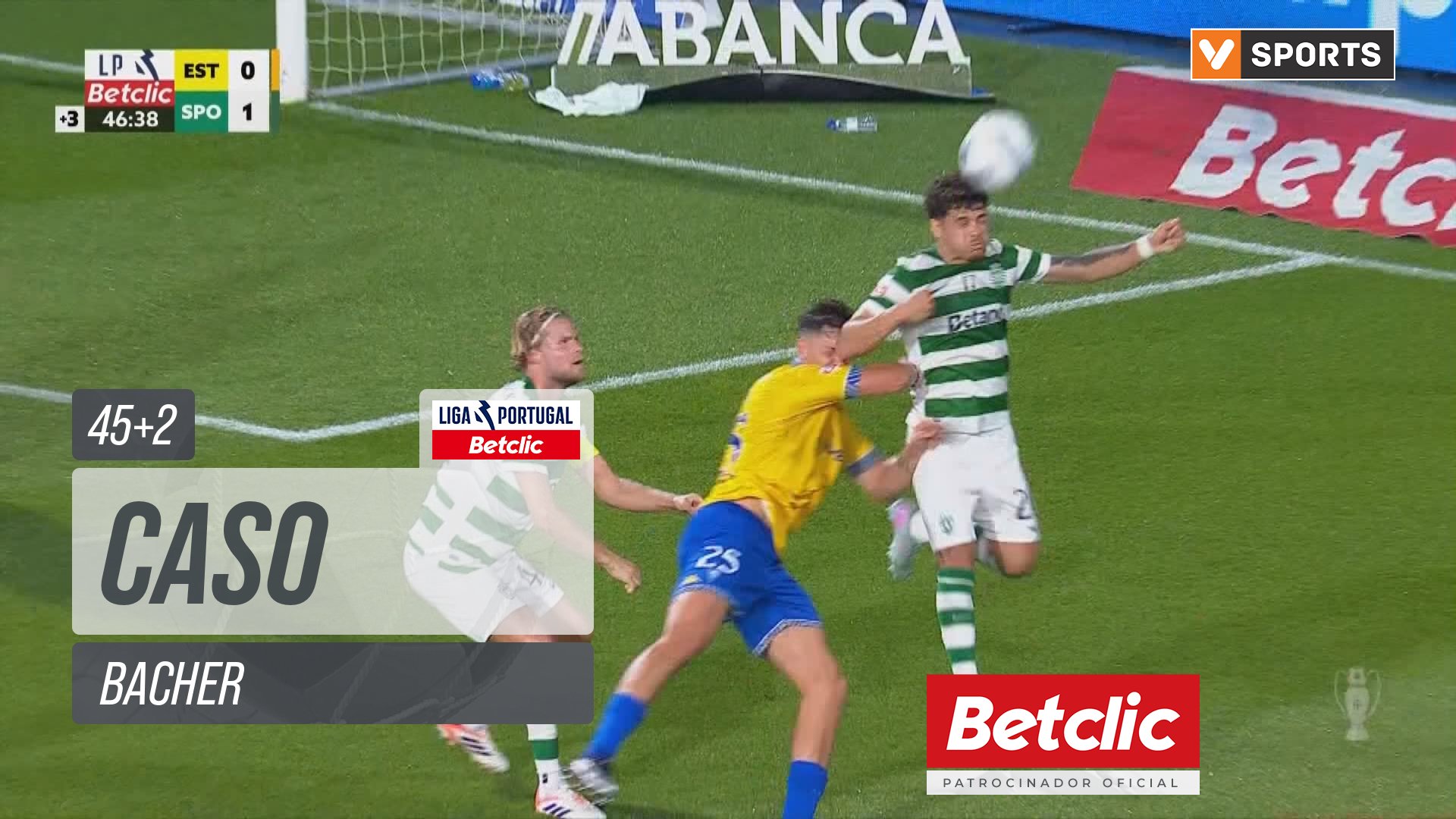 Estoril, Caso, Bacher aos 45'+2'