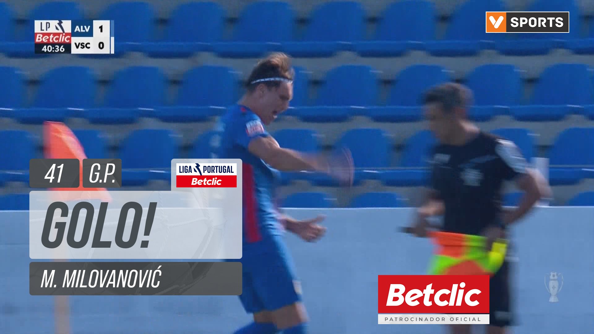 GOLO! Alverca, M. Milovanović aos 41', Alverca 1-0 Vitória SC