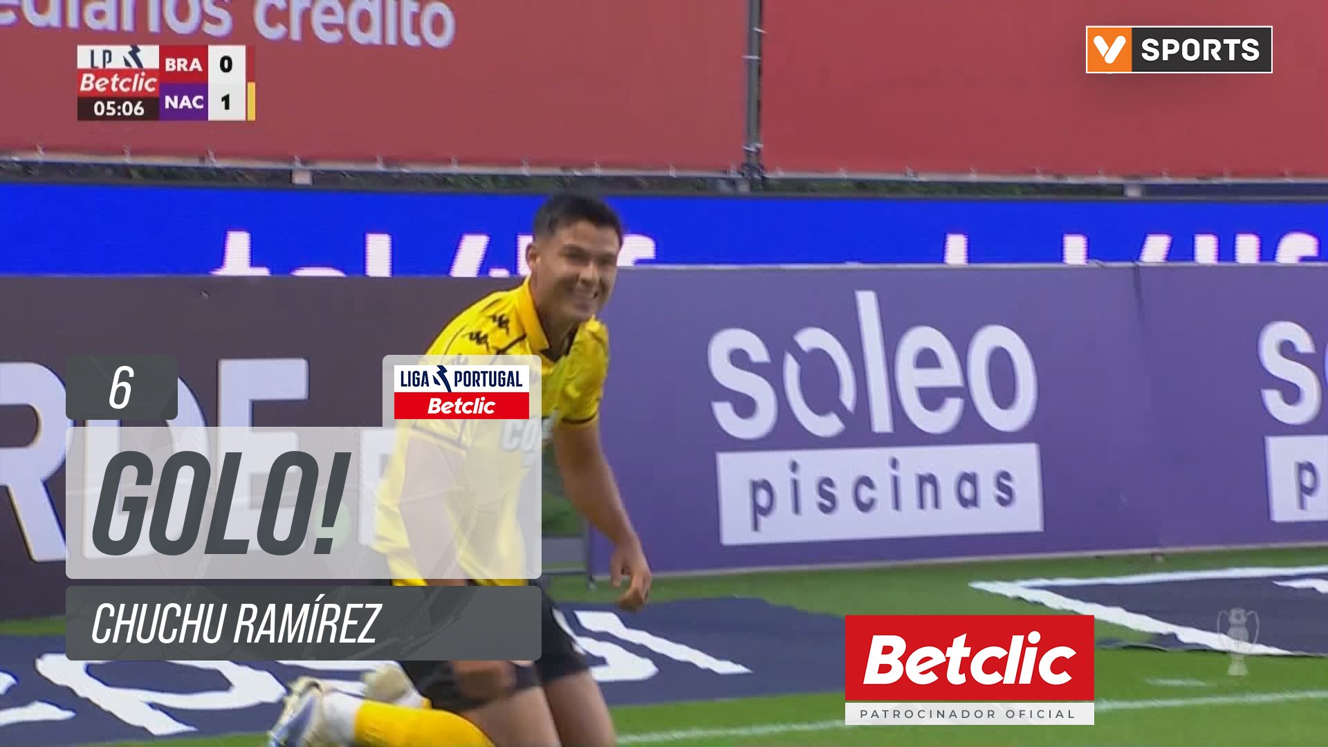 GOLO! Nacional, Chuchu Ramírez aos 6', Braga 0-1 Nacional
