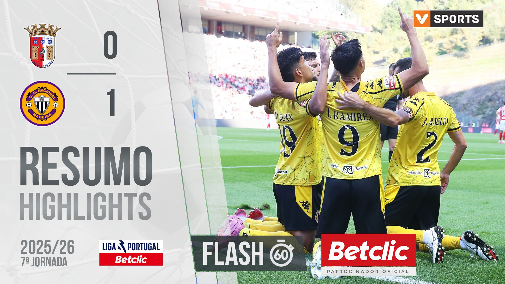 Liga Portugal Betclic (7ªJ): Resumo Flash Braga 0-1 Nacional