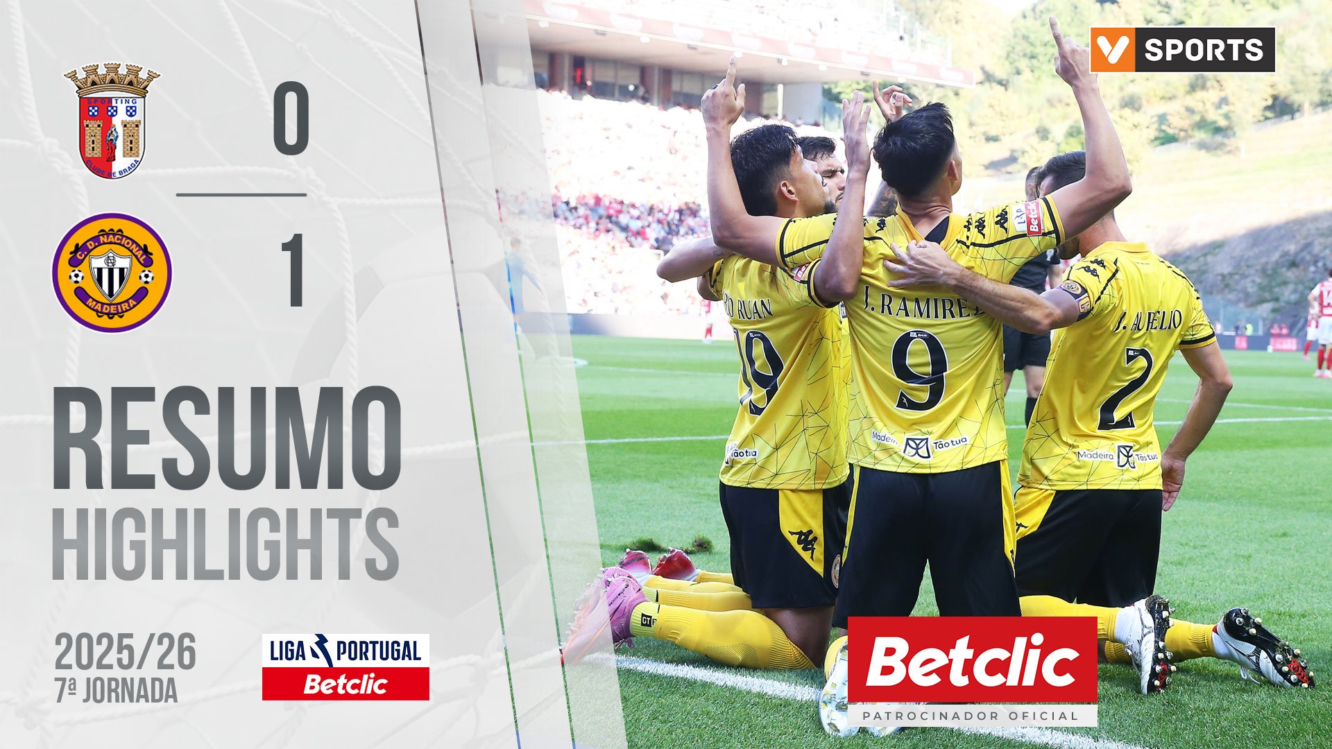 Liga Portugal Betclic (7ªJ): Resumo Braga 0-1 Nacional