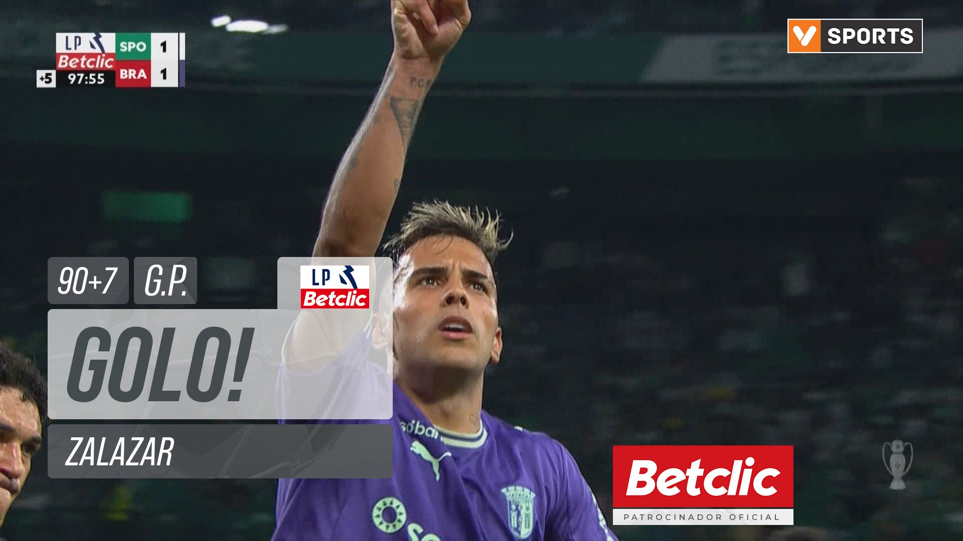 GOLO! Braga, Zalazar aos 90'+7', Sporting 1-1 Braga