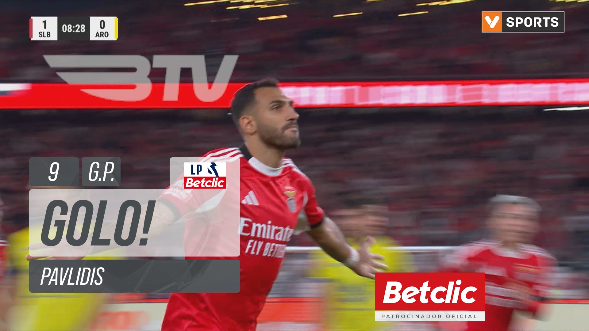 GOLO! Benfica, Pavlidis aos 9', Benfica 1-0 Arouca