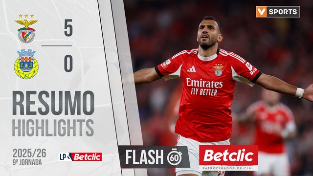 I Liga (9ªJ): Resumo Flash Benfica 5-0 Arouca