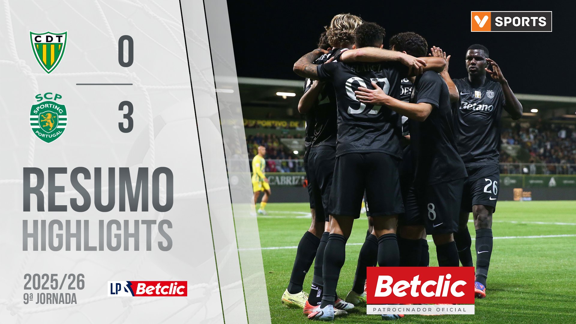 Liga Portugal Betclic (9ªJ): Resumo Tondela 0-3 Sporting