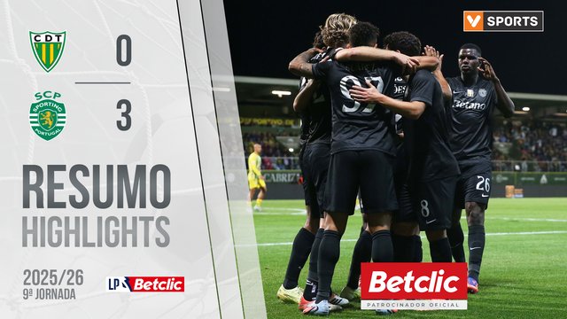 Liga Portugal Betclic (9ªJ): Resumo Tondela 0-3 Sporting