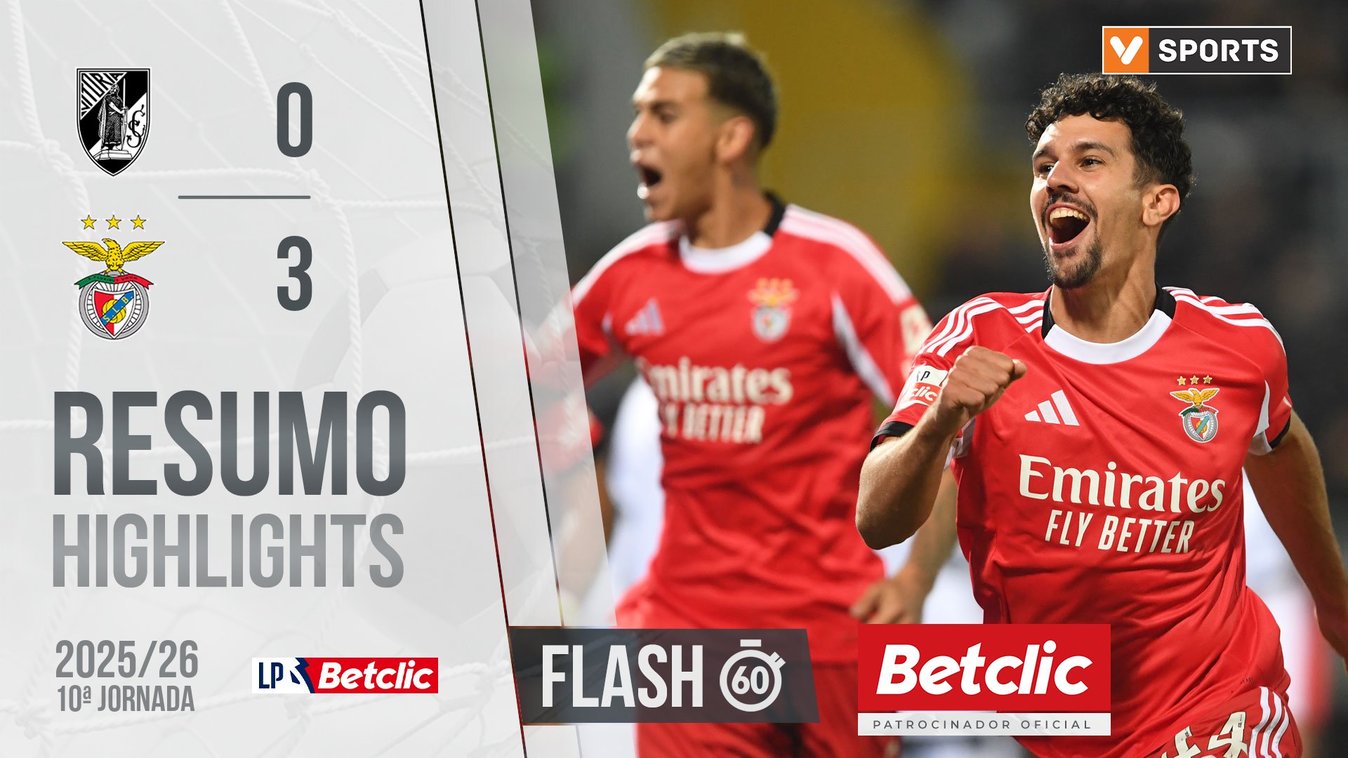 Liga Portugal Betclic (10ªJ): Resumo Flash Vitória SC 0-3 Benfica