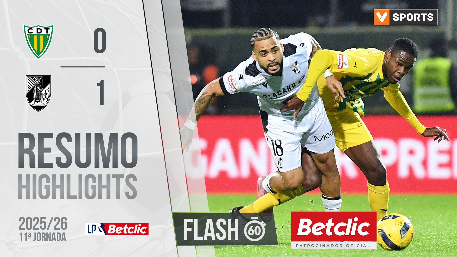 Liga Portugal Betclic (11ªJ): Resumo Flash Tondela 0-1 Vitória SC