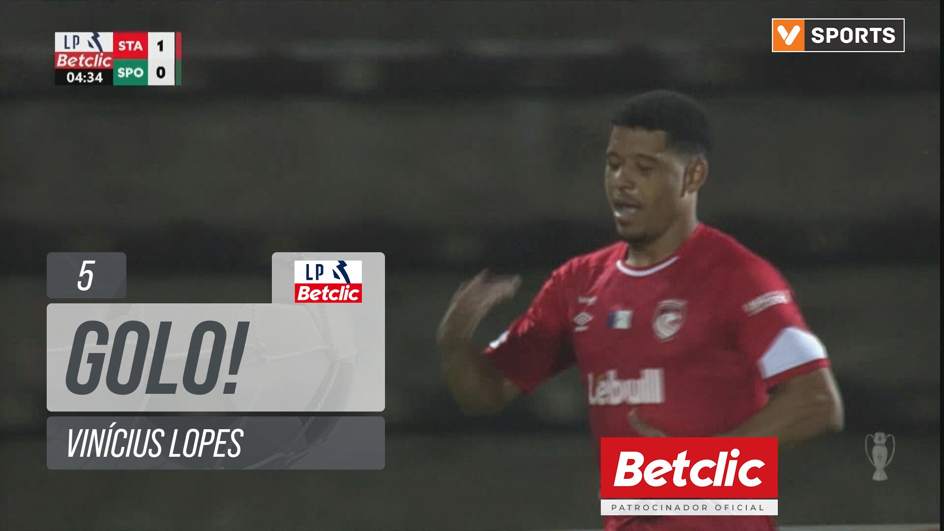 GOLO! Santa Clara, Vinícius Lopes aos 5', Santa Clara 1-0 Sporting