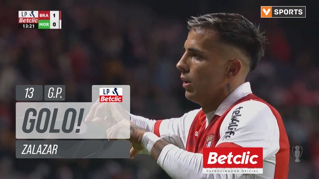 GOLO! Braga, Zalazar aos 13', Braga 1-0 Moreirense