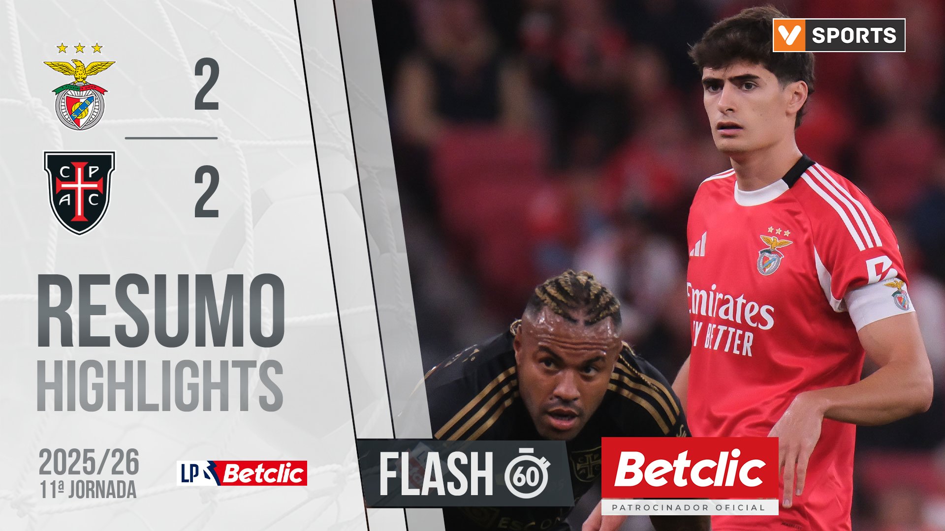 Liga Portugal Betclic (11ªJ): Resumo Flash Benfica 2-2 Casa Pia