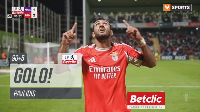 GOLO! Benfica, Pavlidis aos 90'+5', Nacional 1-2 Benfica
